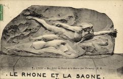 VINTAGE POSTCARD Low Lyon Relief of the Palate of the Stock Exchange the Rhone and the Saone