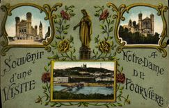 VINTAGE POSTCARD To remember D a Visit Notre Dame de Fourviere