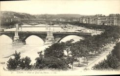 VINTAGE POSTCARD Lyon Bridge and Quay of the Rhone