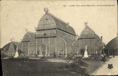 VINTAGE POSTCARD Lyon Park of the Head D But Large Greenhouses
