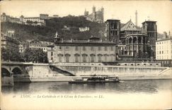 VINTAGE POSTCARD Lyon the Cathedral and Slope of Fourvieres