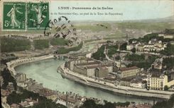 VINTAGE POSTCARD Lyon Panorama of the Saone