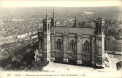 VINTAGE POSTCARD Lyon Panorama Taken of L Elevator of the Tower of Fourviere