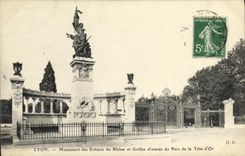 VINTAGE POSTCARD Lyon Monument of the Children of the Rhone and Grills D Entree of Avoids