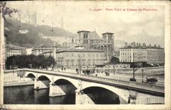 VINTAGE POSTCARD Lyon Tilsit Bridge and Coteau of Fourviere