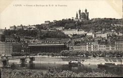 VINTAGE POSTCARD Lyon Slope and Basilica ND of Fourviere