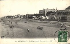 VINTAGE POSTCARD Arcachon the Beach downward Tide