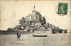 CPA Mont Saint Michel Cote Sud Prise de la Digue Pecheur