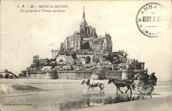 CPA Mont Saint Michel Vue Generale et Voiture de Genets