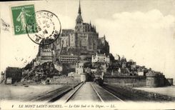CPA La Mont Saint Michel Cote Sud et la Digue