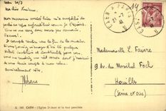 VINTAGE POSTCARD Caen L Church St Jean and the leaning tower