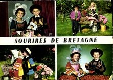 MODERN CARD Brittany Costumes of Fouesnant Plougastel Daoulas and Pont Swallow hole