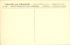 VINTAGE POSTCARD Thermal Road of the collar D Aubisque At the top descent on Argeles