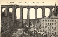 VINTAGE POSTCARD Morlaix Viadic Seen from of L Town hall