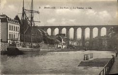 VINTAGE POSTCARD Morlaix the Port the Viaduct Boat