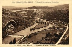 VINTAGE POSTCARD picturesque Besancon les Bains Valley of Casamene Doubs L island Malpas the citadel and road of Lyon