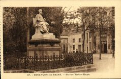 VINTAGE POSTCARD Besancon les Bains Statue Victor Hugo