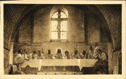 VINTAGE POSTCARD Island Saint Honorat Monastery Table of Cene to the refectory