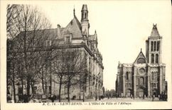 VINTAGE POSTCARD Holy Denis L Town hall and L Abbey