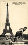VINTAGE POSTCARD Paris the Eiffel Tower Taken of the Gardens of Trocadero Elephant