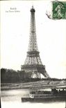 VINTAGE POSTCARD Paris the Tower Eiffel Barge Boat