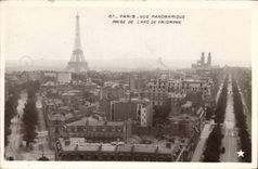 Opinion panoramica de Paris de la POSTAL de la VENDIMIA tomada de L Arc de Triomphe