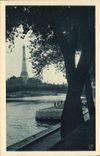 VINTAGE POSTCARD Paris Eiffel Tower the bridge Alexandre III Trocadero