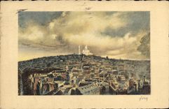 VINTAGE POSTCARD Paris the Montmartre Hillock and the Sacring Heart