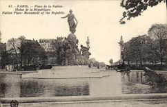 VINTAGE POSTCARD Paris Place Nation Rules of the Republic
