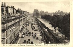 VINTAGE POSTCARD Paris the street of Rivoli and Tileries