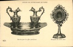 VINTAGE POSTCARD Paris Treasure Of Notre Dame Oil cans for the pontifical offices Reliquary of 16th
