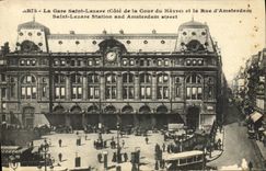 VINTAGE POSTCARD Paris the Lazare Saint of Runs of Le Havre and the Street Amsterdam