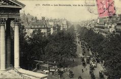 VINTAGE POSTCARD Paris Boulevards Seen of the Madeleine
