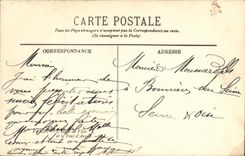 VINTAGE POSTCARD Paris Town hall the night Barge Boat