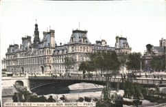 VINTAGE POSTCARD Paris Cheap Town hall Goes to the flowers