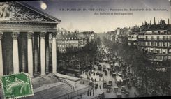 VINTAGE POSTCARD Paris Panorama of the Boulevards of the Madeleine of the Italians and the Nasturtiums
