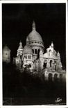 CPA Paris la Nuit La Basilique du Sacre Coeur illuminee
