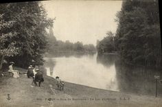 CPA Paris Bois de Boulogne Le Lac superieur Peintre