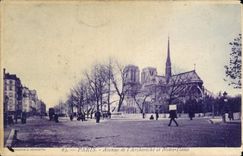 VINTAGE POSTCARD Paris Avenue of L Archbishop s palace and Notre Dame