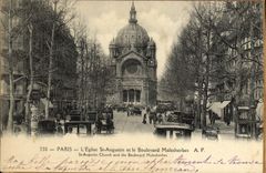 VINTAGE POSTCARD Paris L Church St Augistin and the Boulevard Malesherbes collee has another chart Arc de Triomphe Carousel
