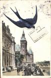 VINTAGE POSTCARD Salut of Paris Goes to the Hirondelle flowers