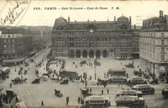 VINTAGE POSTCARD Paris Parks St Lazare Cour of Rome