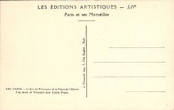 POSTAL Paris L de la VENDIMIA Arc de Triomphe y el lugar de L Etoile