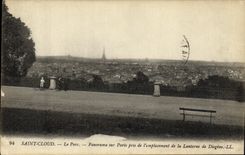 VINTAGE POSTCARD St Cloud the Park Panorama on Paris of L site of the Lantern of Diogene