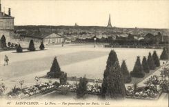 VINTAGE POSTCARD St Cloud the Park Panoramic View On Paris Eiffel Tower