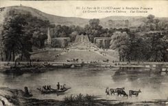 VINTAGE POSTCARD St Cloud the Park before the Revolution the Large Cascade and the castle View