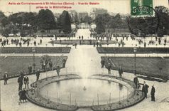 VINTAGE POSTCARD Holy Maurice Asylum of convalescents Seen of the basin taken of the library