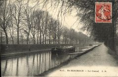 VINTAGE POSTCARD Holy Maurice the Canal Barge Boat