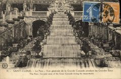 VINTAGE POSTCARD St Cloud the Park View of the Large Cascade During large water