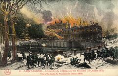 VINTAGE POSTCARD Saint Cloud L sets fire to castle by the Prussians October 13rd  1870
